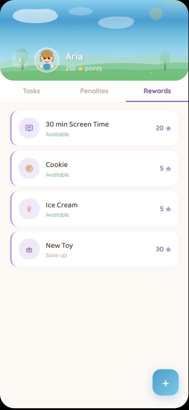 KidKarma Rewards screen